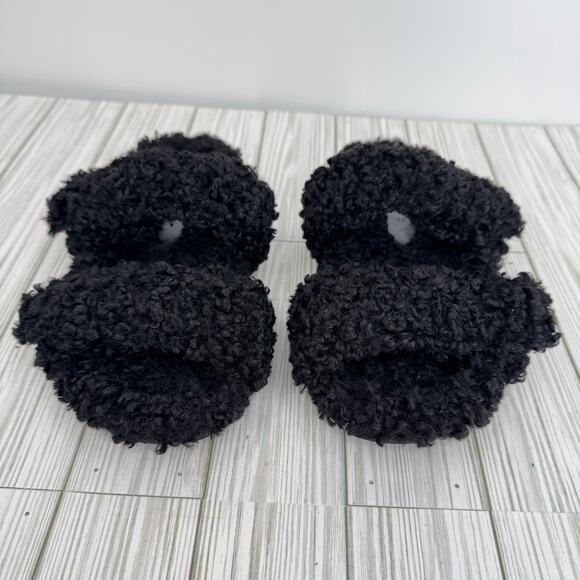 Gia Borghini Eco sandals 39 faux shearling double strap hook loop slip on flat - Picture 4 of 11